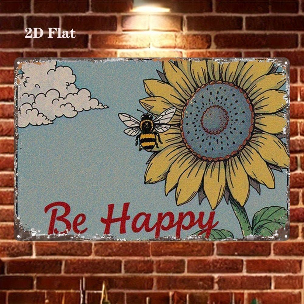Metal Sign Bee Flower Nature Sunflower 20x30cm Wall Decor