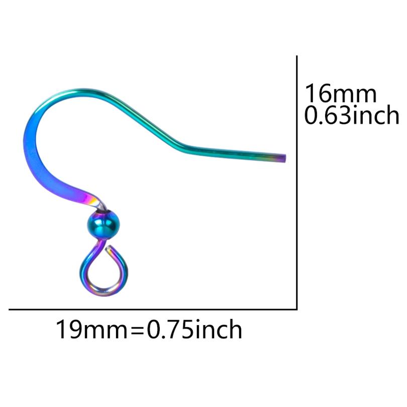 50pcs/Lot Rainbow Ear Hooks For Jewelry Making Earrings Ear Piercing Hoop Stainless Steel Jewelry Findings Wholesale Components
