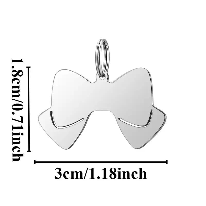 Double Side Personalized Name Bow Dog Pendant Bow Tie Pet Collar Accessories Cat Dog Tag Puppy ID Customized Anti-lost Name Tag 7