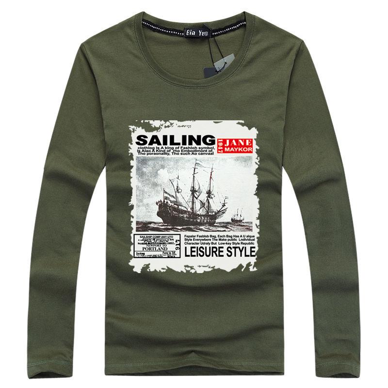 Men's 2020 Korean Slim-Fit Long-Sleeve Round-Neck T-Shirt, Large Sizes, Spring/Autumn Fashion Trend