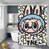 Cute L-labubu Cartoon Shower Curtain Bath Curtain Print Polyester Fabric Waterproof Bathroom Curtains With Hooks Bath Screen
