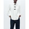 Za2025 Spring New Women's Clothing Dot Bowknot Decoration Temperament Long Sleeve Lapel Casual Shirt 2136623