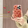 iPhone 17 Pro Max Cherry Blossom Red Plaid Case - Double Layer for Apple 16, 15, 14, 13