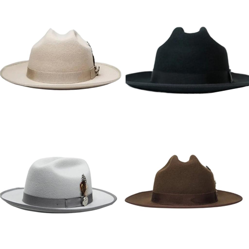 Roll Brim Wool Hat for Adult Stage Performances Hat Theme Party Costume Hat Masquerade Dress Up Hat Music Festival Hat