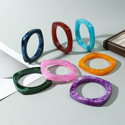 7 Colors Bohemian Square Geometric Bangles Fashion Acrylic Resin Wide Bangle Bracelets For Women Men Gift Jewelry