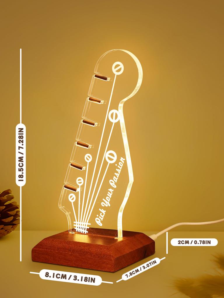 CoolGift Mart Guitar Pick Holder with Wooden Base for Pick Storage and Acrylic Electric Guitar Pick Stock Display Light-Up