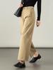 Autumn 2025 Women's Navy Blue Lyocell Cotton Wide-Leg Pants - High-Waisted, Slimming, Casual Straight-Leg Design