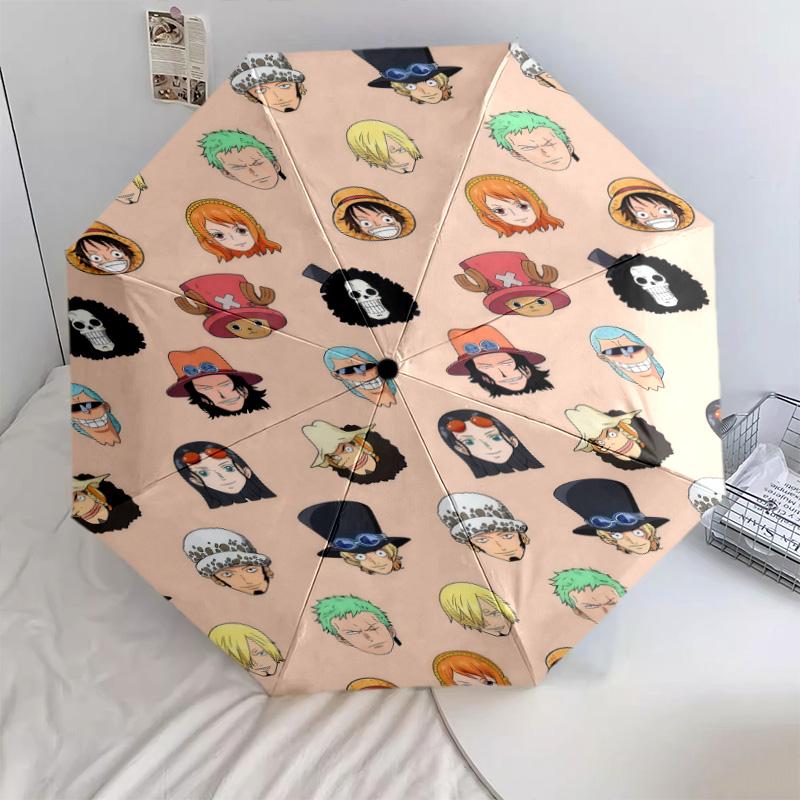 1 Stück Automatischer Faltregenschirm - Anime One Piece Muster Tragbares faltbares Design Mit 8 Rippen Weihnachts-Geburtstagsgeschenke