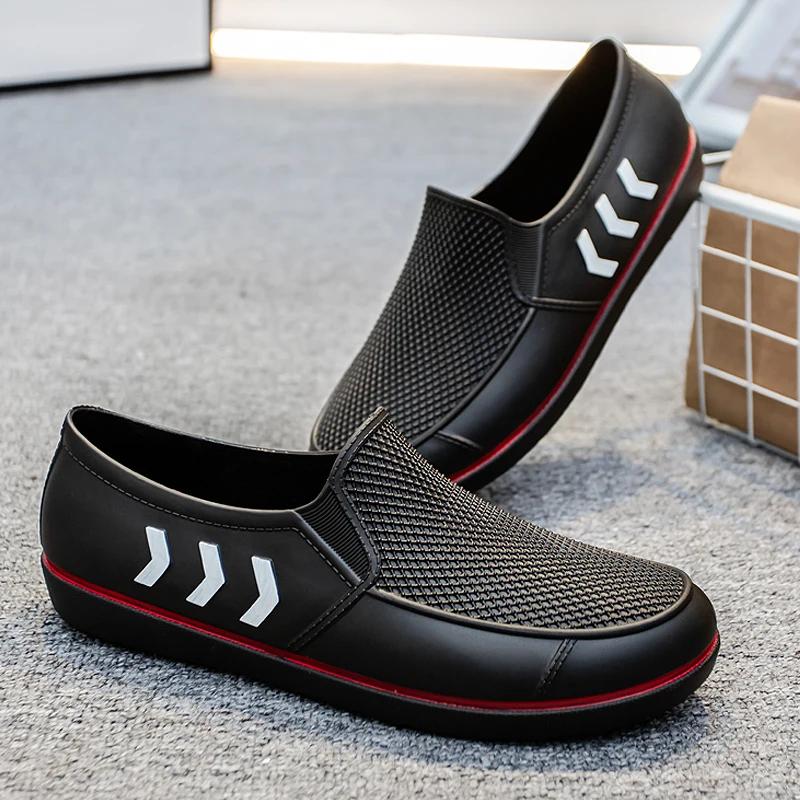 Low-cut Fashionable Waterproof Rain Boots For Men, Adult Construction Site Kitchen Chef Shoes, Wet And Dry Non-slip Rubber Shoes