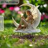 Acrylic Moon Fairy Garden Stake Decoration Weather-proof Outdoor Yard Lawn Patio Pathway Waning Moon Elf Stake Stick Ornament