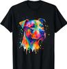 Colorful Pit Bull Watercolor Splash Art T-Shirt – Vibrant Dog Lover Gift Tee