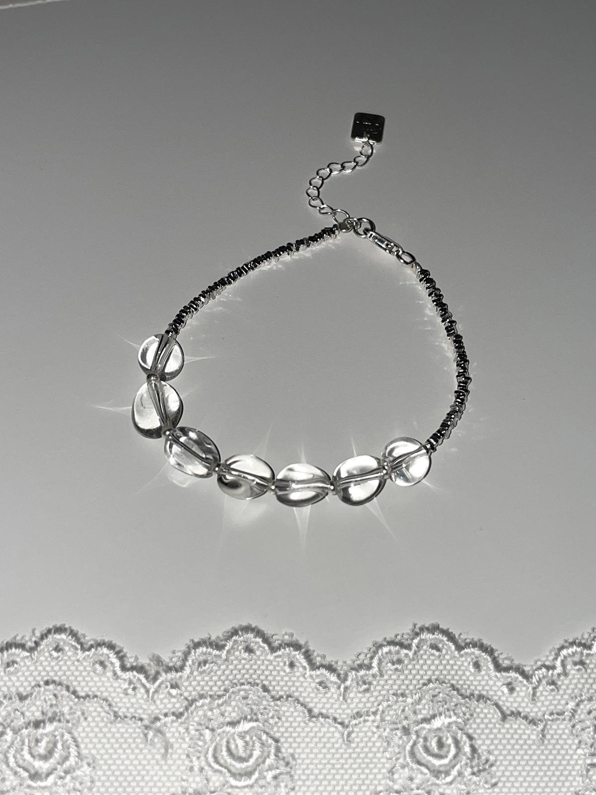 

Изысканный браслет из нерегулярных прозрачных белых кристаллов с холодным ощущением, женский простой, нишевый, высокого класса, темпераментный, ювелирные изделия из стерлингового серебра 925 silver