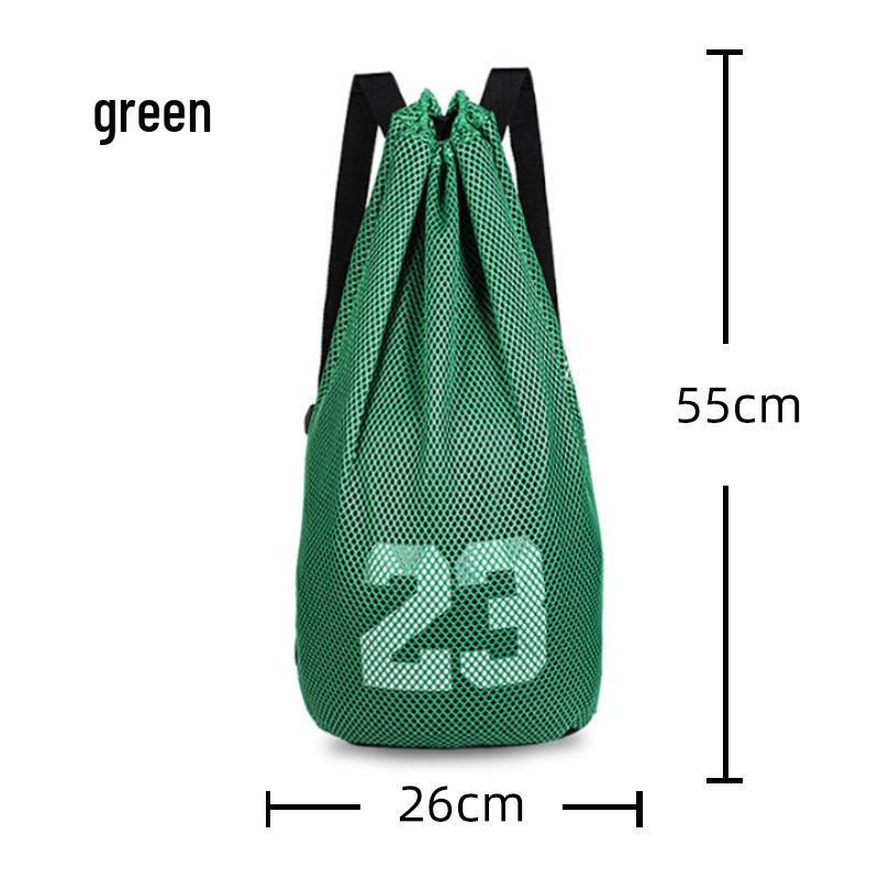 

Trendy Multifunctional Sports Backpack: Basketball, Football, Yoga, Badminton—Logo Printed Mesh Drawstring Design Small (39CM)