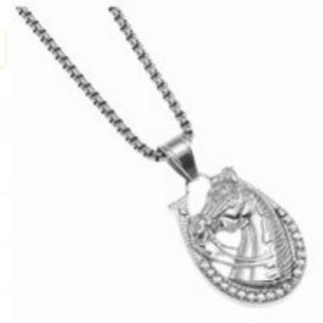 Accessories, Alloy Gold-Plated Diamonds Gold Horse Head Pendant Necklace