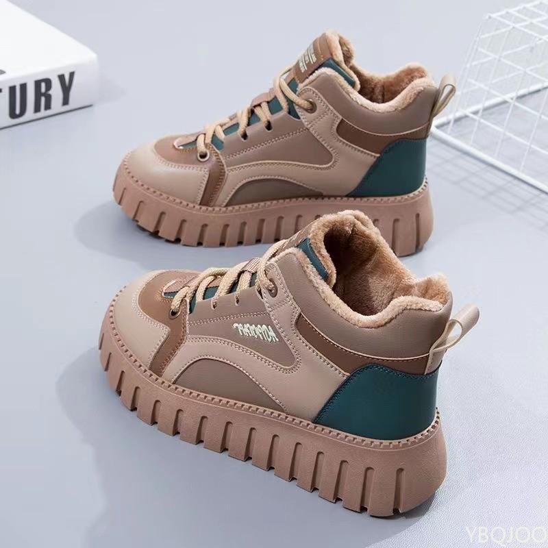 Fashion High cut thick soled casual comfortable cotton shoes lace up snow boots women's winter new fashionable versatile short boots