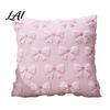 Soft Plush Cushion Cases Throw Pillow Cover Heart Embroidery Case with 3D Bowknot Jacquard Decorative Pillows for Anniversary Fluffy Couch