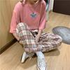 Plaid Casual Pants for Women In Spring and Autumn New Baggy Straight High Waist Wide-leg Long-cut Trousers