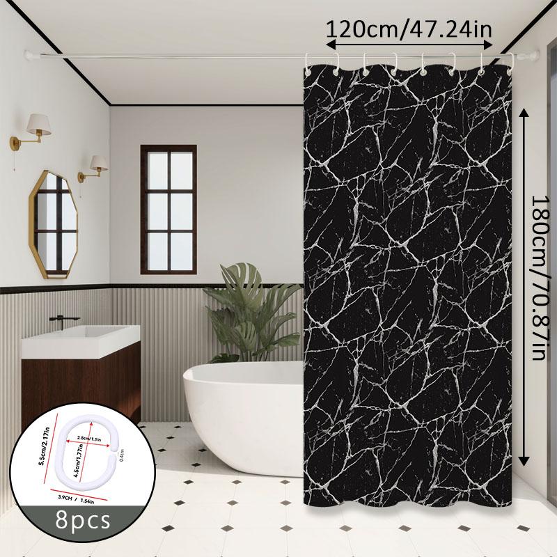 Nordic Style Light Luxury Black Marble Texture Bathroom Partition Curtain, Shower Curtain, Adding a High-End Charm to the Bathroom