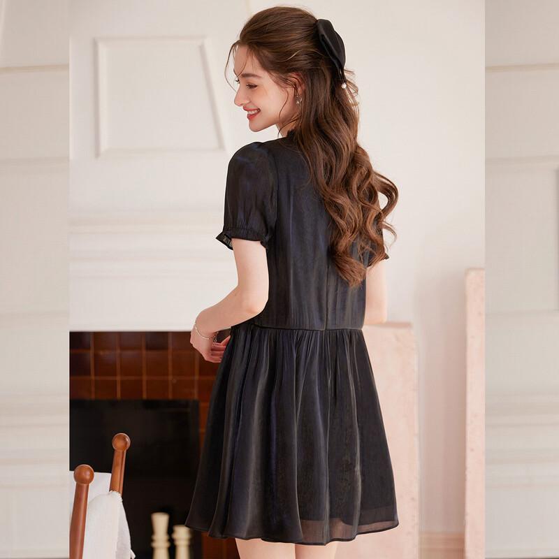 Bailuyu Elegant Ruffle Trim Short Sleeve A-Line Dress