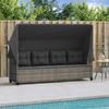 VidaXL Chaise Longue avec Auvent et Coussins, Siège avec Dossier, Transat avec Housse Jardin Terrasse Patio, Moderne, Gris 368337