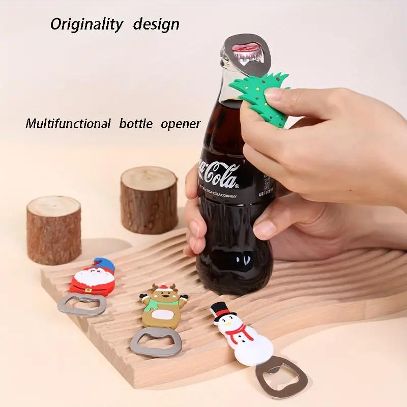 1-10PC Christmas Magnetic Bottle Opener Santa Claus Beer Eagle Silicone Fridge Magnet Kitchen Tool Holiday Gift Party Home Decor