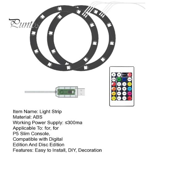 RGB-LED-Lichtstreifen für PS5 Slim Disc und Digital Edition, 8 Farben, 400 Effekte, DIY, flexible Spielkonsole, Farbwechsel, Dekoration, Lampenring-Kit