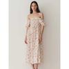 French Pastoral Style Sweet Floral Flounce Puff Sleeves Two-Way Wear Waist Slimming Long Holiday Dress