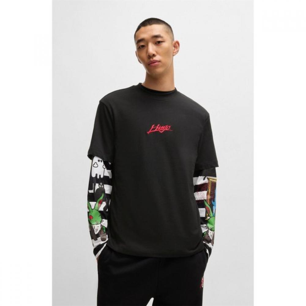 Hugo Relaxed FiT Logo PrinT T shirT Black 50527926001 XL