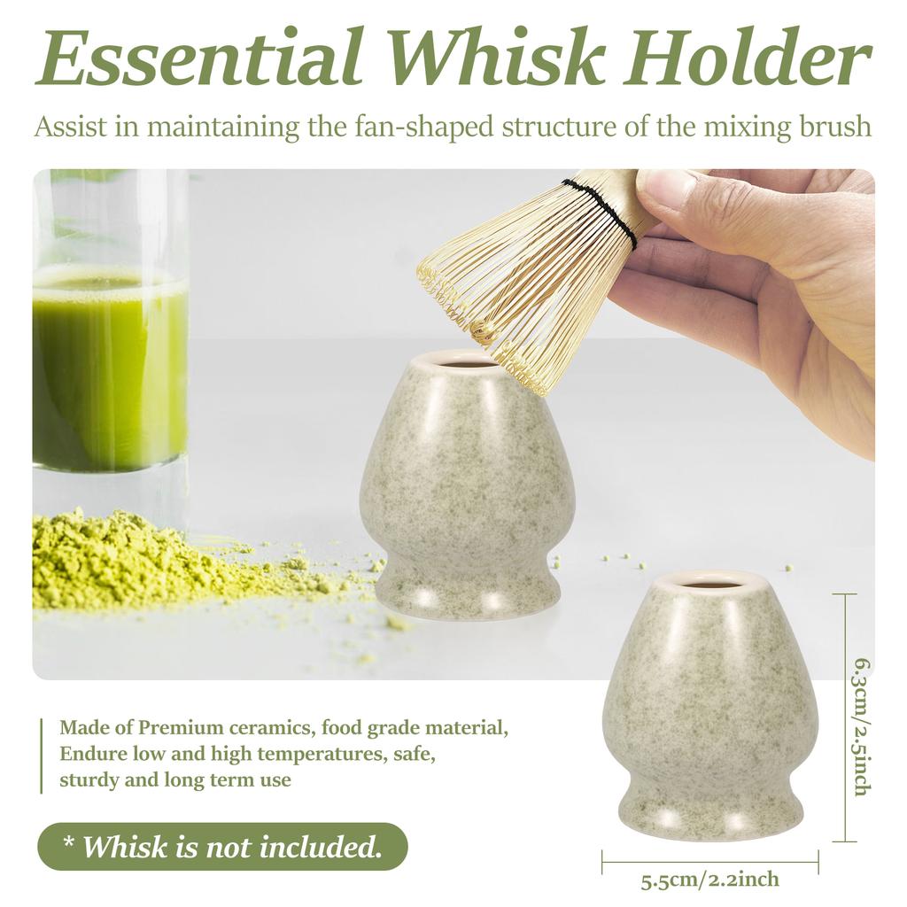500ML Matcha Whisk Set with Spout for Tea Lover Premium Ceramic Matcha Bowl and Whisk Holder Kit for Home Camping of Tea