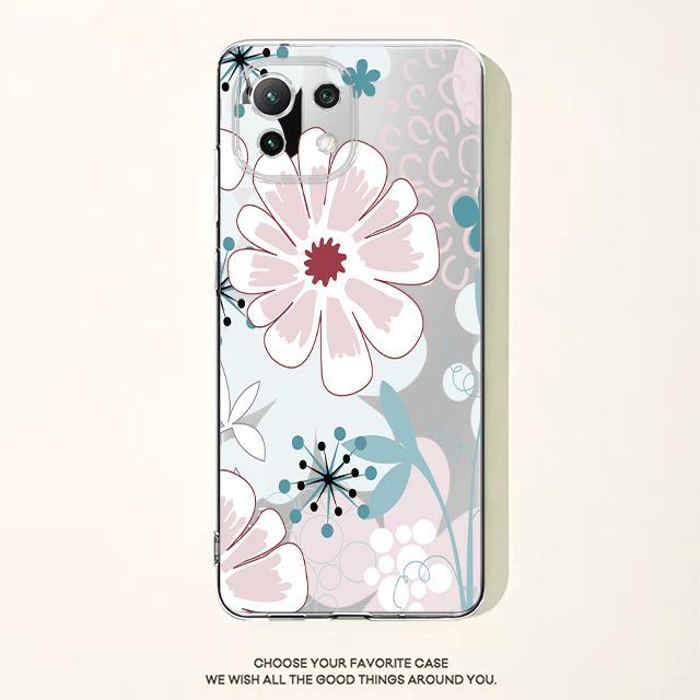 

Темно-синий прозрачный чехол с цветочным принтом для Xiaomi Poco X3 Nfc X3pro M3 F1 F3 для Mi 11 12 13 11x 12x Pro 11 10 Lite 11t 10t Pro Xiaomi 10T 5G