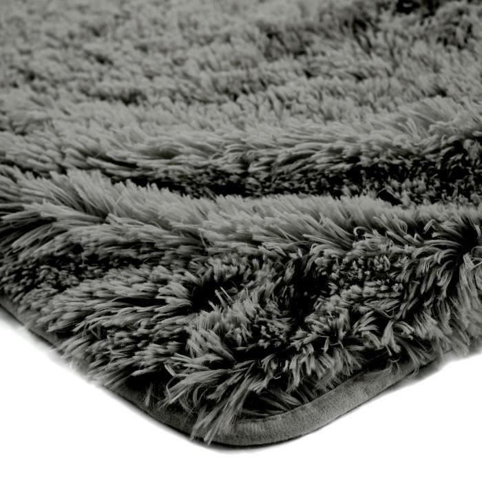 NEO YOGA - Plaid à poils longs extra-doux 120 x 150 cm Gris foncé