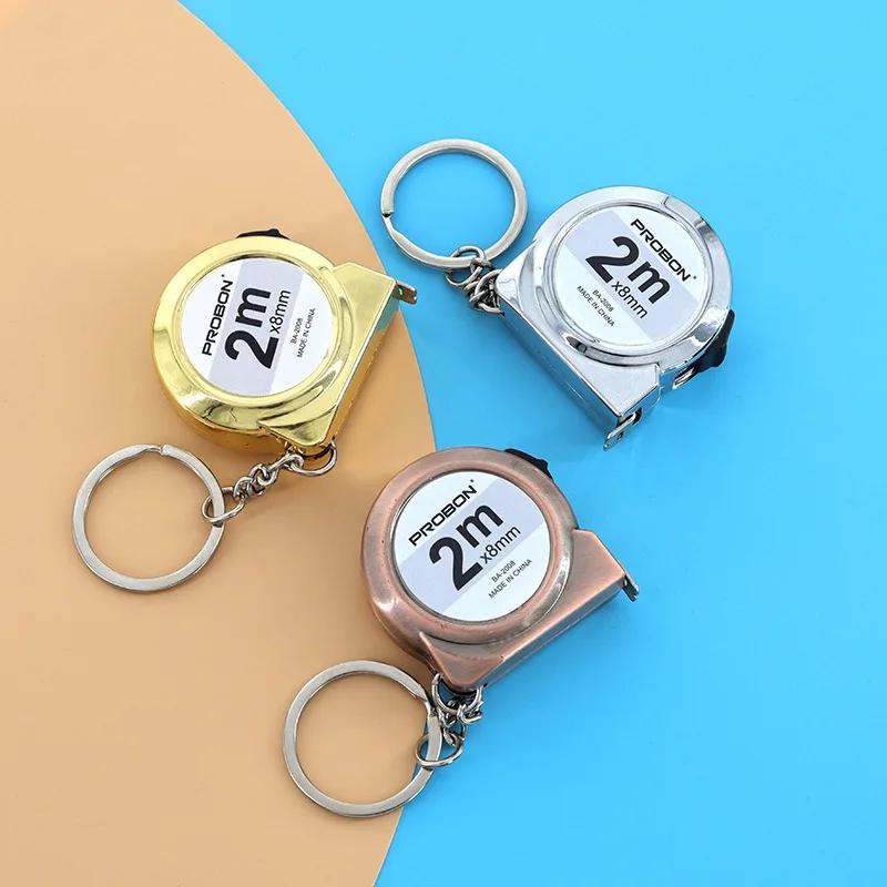 2m Telescopic Mini Tape Measure, Portable Keychain, Diy Production And Sewing Of Low-Carbon Steel Material For Household Measuring Tools