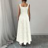 Women's Fashionable Color Square Neck Pullover, Fresh And Sweet Waist Cinched A-line Length Dress