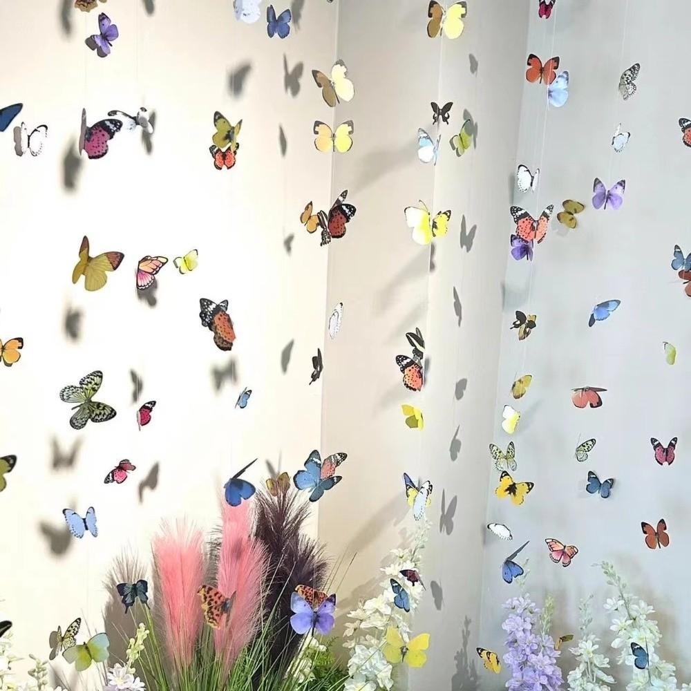 32Pcs Creative DIY 3D Butterfly Colorful Double Layers Wall Stickers Realistic Butterfly Wall Decals Cards Decor