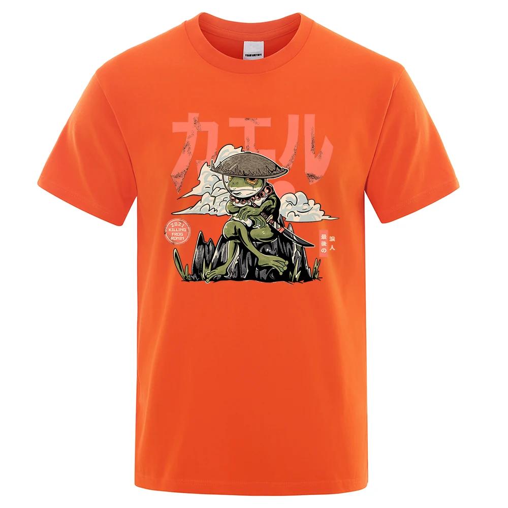 The Last Frog Samurai Anime Print T Shirts Casual Breathable Tshirts Fashion O-Neck Shirts Oversized Cotton Short Sleeve Top