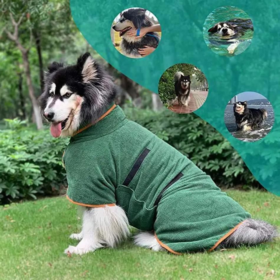 Quick Dry Dog Bath Robe Pet Towel Onesie for After Bath Swimming & Grooming Puppy Bathrobe for Dogs