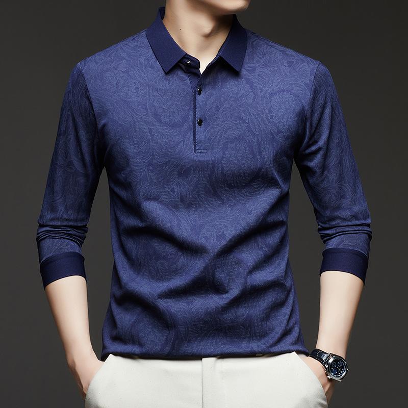 Men's Long-sleeved Lapel Spring and Autumn New Casual Loose Pullover Long-sleeved T-shirt Camouflage Bottoming Shirt Top