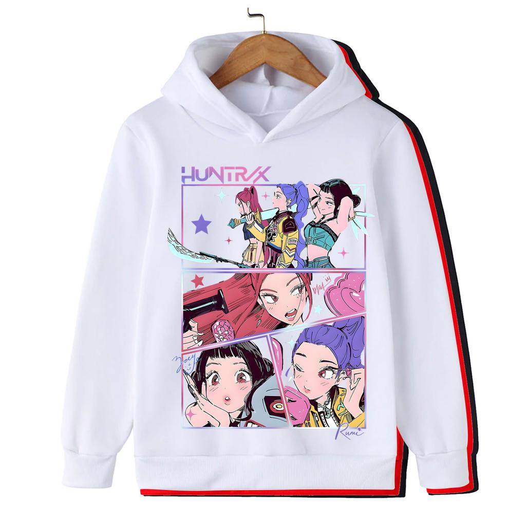 Fall and winter Kpop demon hunter children's hooded sweatshirt cute Kpop demon hunter tiger top Harajuku boys and girls