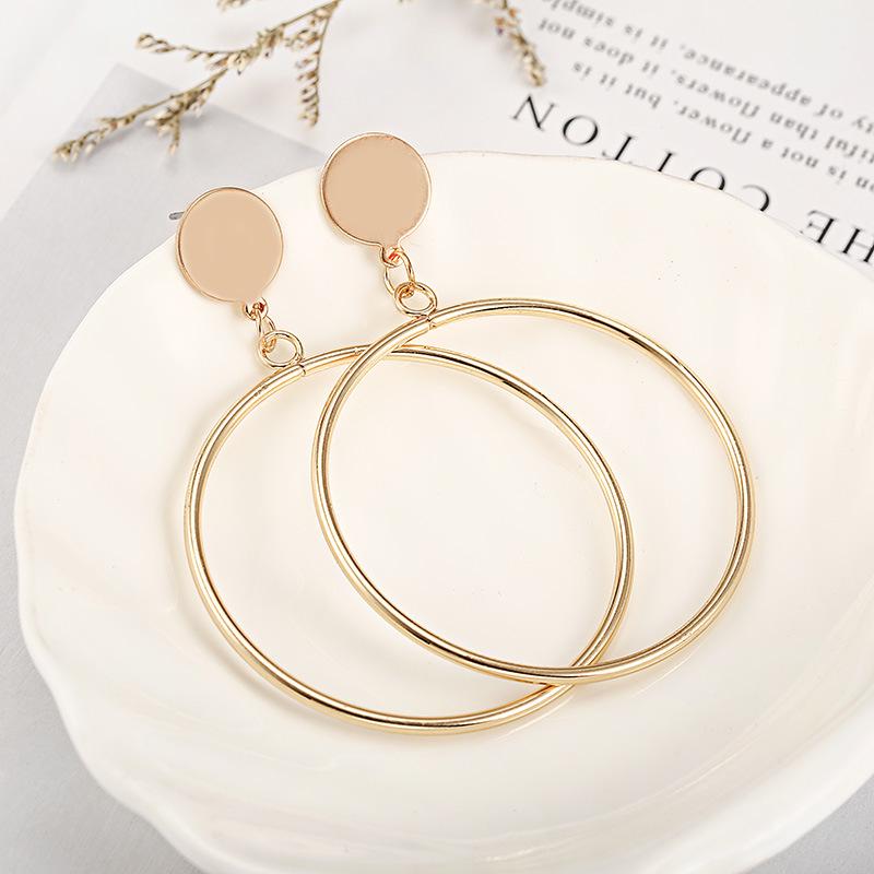 Fashion Exaggerated Big Hollow Round Drop Earrings Geometric Jewelry Statement Earrings for Women Creative Punk Accessories