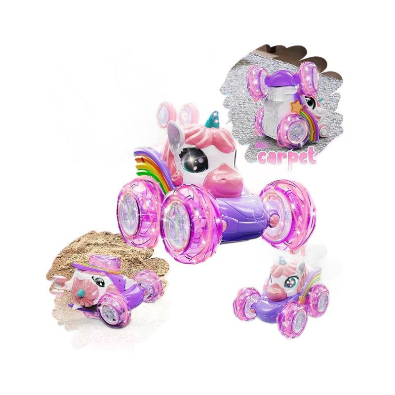 Kids' Unicorn Remote Control Stunt Car with Colorful Lights - Fun & Cute Drift Toy