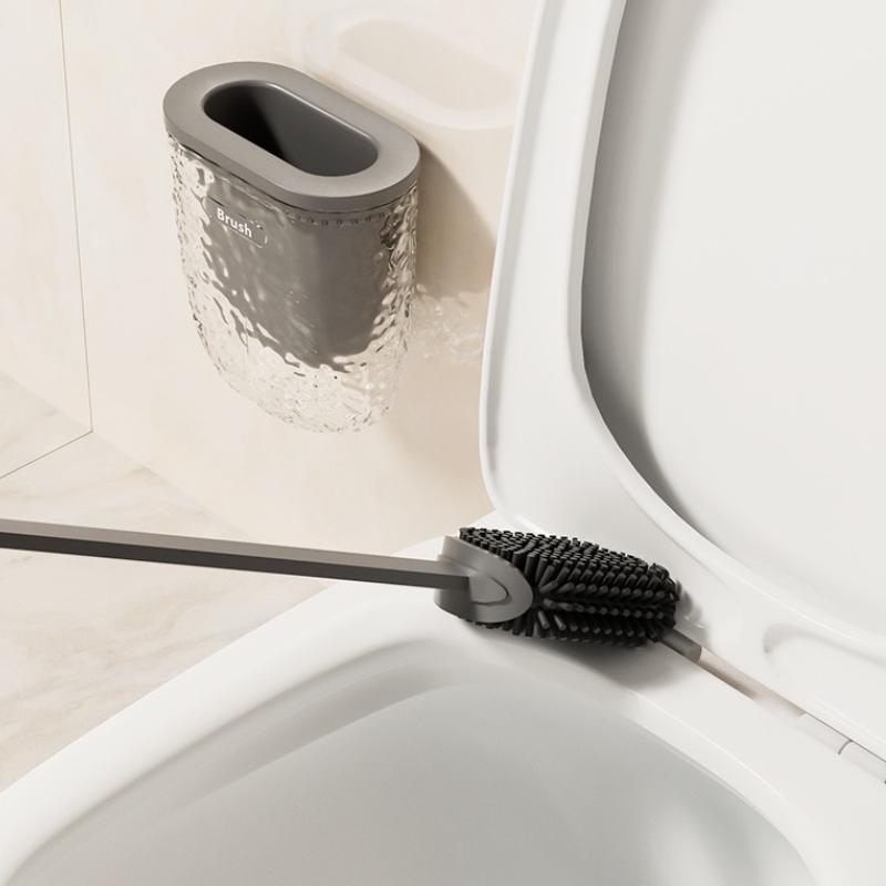 Toilet Brush Toilet Brush Wall-mounted Long Handle Silicone Cleaning Brushes for Bathroom
