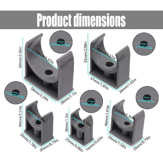 U-Shaped PVC Pipe Clamps 30Pcs Water Plastics Pipe Clamps Hose Hanger Fit for 1-1/2"/40mm OD Pipes, Suport Pex Tubing