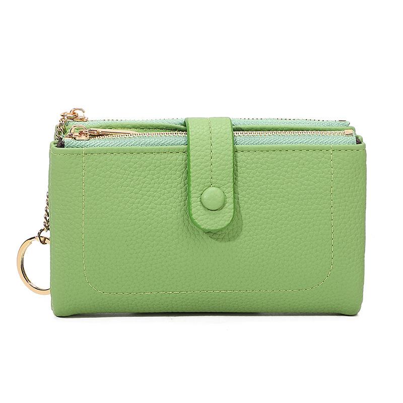 

Женский кошелек-клатч среднего и длинного размера, кошелек для мелочи на двойной молнии из полиуретана, большой вместимости, тройного сложения, с несколькими отделениями для карт зелёный