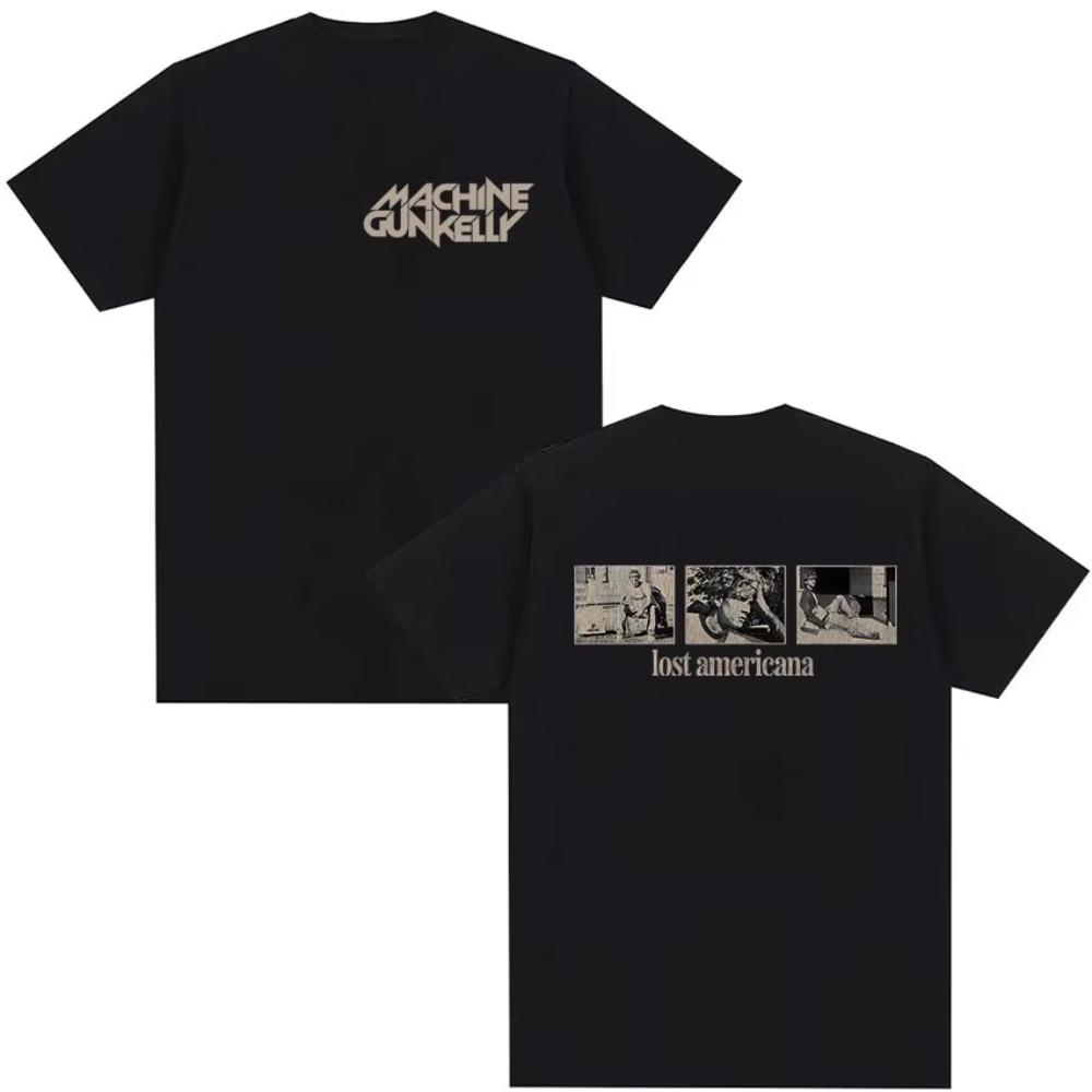 

Rapper Machine Gun Kelly Graphic T Shirt MGK Lost Americana Tour 2026 T-Shirt Men Women Vintage Fashion Oversized Cotton Tshirts S разноцветный