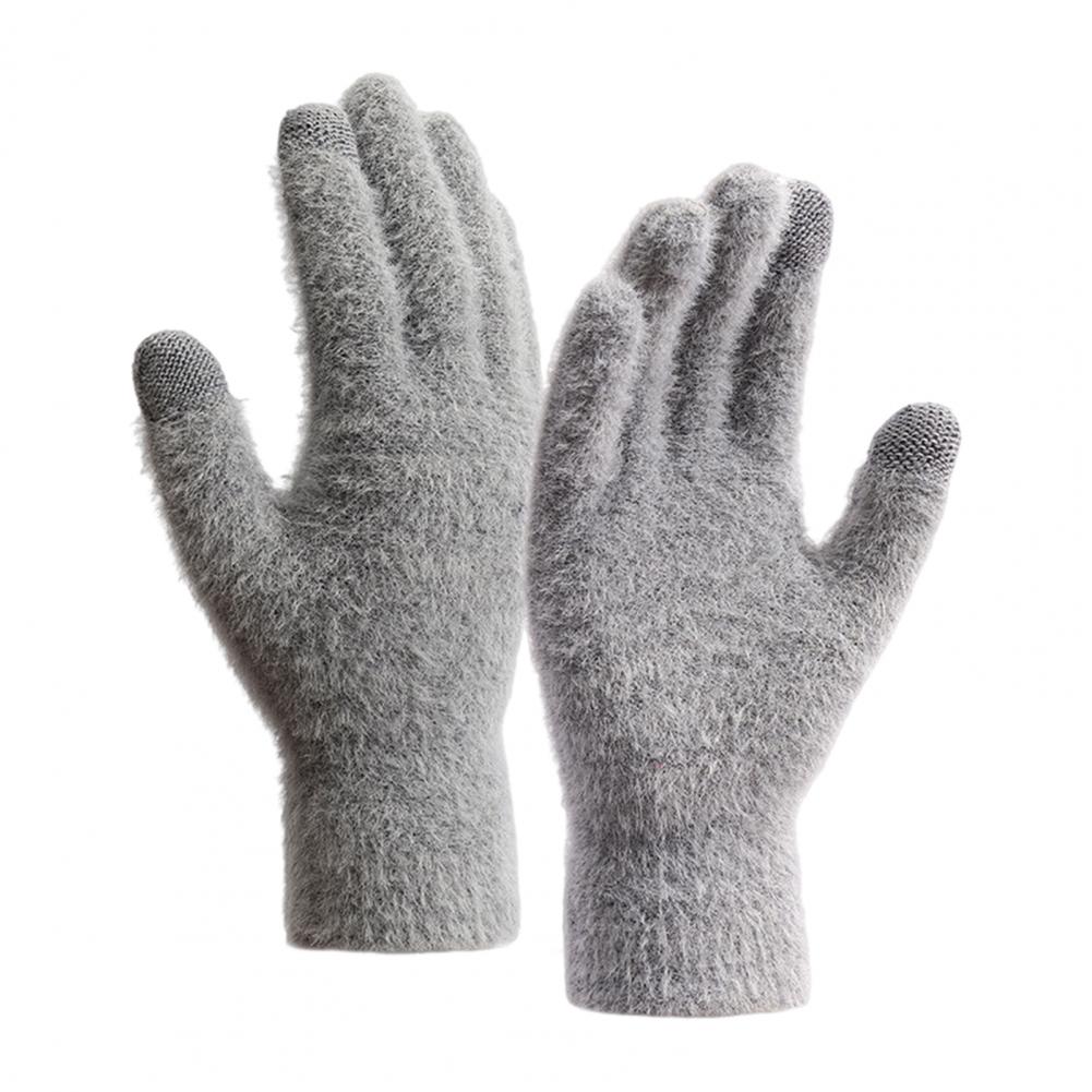 

1 пара зимових рукавичок унісекс. Товсті плюшеві рукавички з п’ятьма пальцями, які не ковзають, однотонні, еластичні, зберігають тепло. Велоспорт на відкритому повітрі A One Size сірий