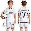 Real Madrid CR7 Kids Soccer Jersey Set No.7 Ronaldo Shorts Socks White Youth Sports Kit