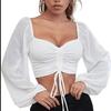 Damer Casual Ensfarvet Firkantet Hals Pullover Mesh Spleising Sexy Mote Topp