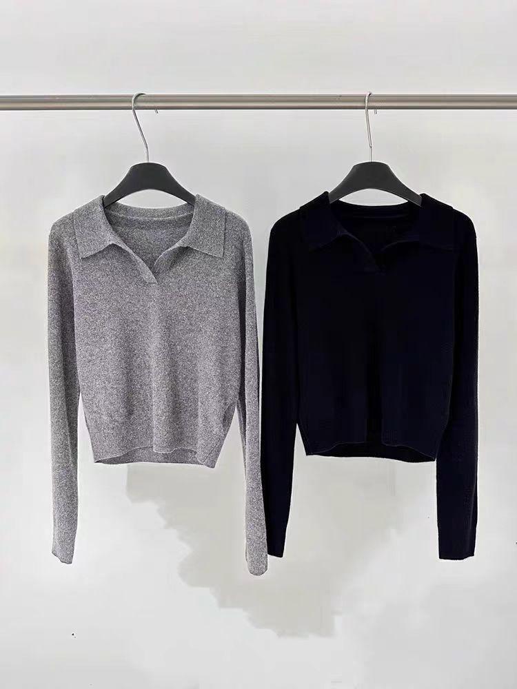 Herbst-Winter Koreanischer Stil Woll-Rollkragenpullover mit Umlegekragen