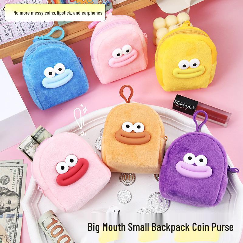 Cartoon Plush Coin Purse: Cute Portable Mini Bag for Earphones and Accessories