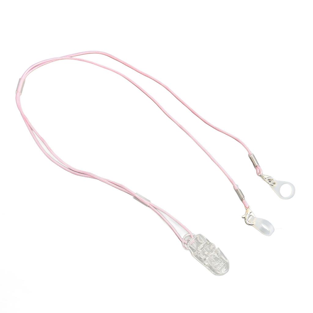 Hearing Aid Holder Transparent Clip Pink Rope Nylon Easy Fixing Hearing Aid Lanyard for Gardening